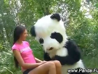 Fetish teen gets it on with toy panda